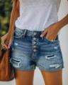 Hot sale summer woman sexy Ripped denim shorts high waist irregular